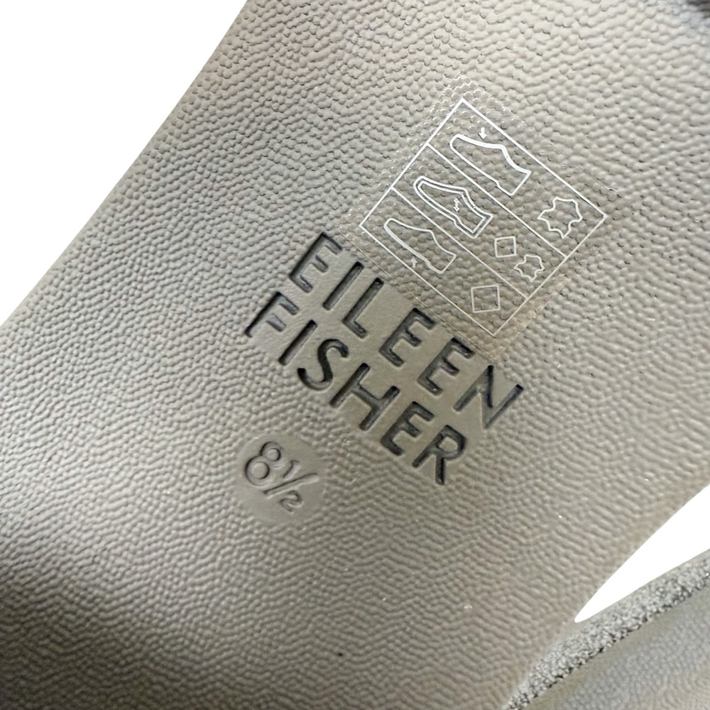 Eileen Fisher Noni Silver Metallic Strappy Block Heel Leather Sandals Size 8.5 - Picture 9 of 12